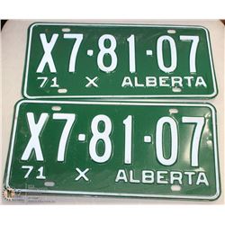 PAIR OF UNUSED 1971 ALBERTA  LICENSE PLATES