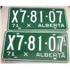 Image 1 : PAIR OF UNUSED 1971 ALBERTA  LICENSE PLATES