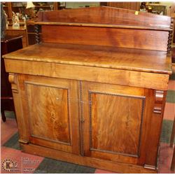 ANTIQUE WOOD SIDEBOARD WITH KEY. ON TAG #191