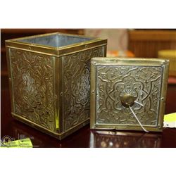 ARTS & CRAFTS BRASS TEA CADDY ZINC LINED