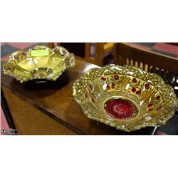 LOT OF 2 GOOFUS GLASS  "POPPY" BOWLS