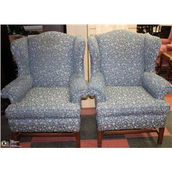 PAIR VINTAGE BLUE  ARM CHAIRS