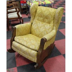YELLOW VINTAGE ROCKING ARM CHAIR