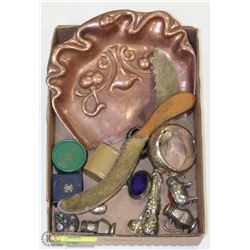 ESTATE BOX OF VINTAGE SILVER ITEMS AND MORE