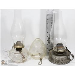 LOT OF 3 ESTATE ANTIQUE OIL LAMPS