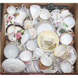 FLAT OF ESTATE TEACUPS & ASSORTED CHINA PIECES