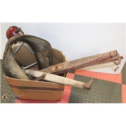 LOT OF HORSE COLLAR, HAMES AND AUGER