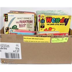 BOX OF OVER 100 MIXED COMICS , MOSTLY 12 CENT TO