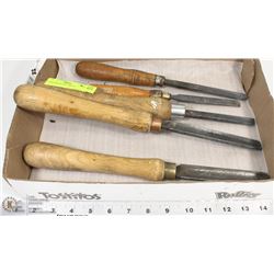 5 VINTAGE WOOD CHISELS