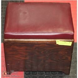 VINTAGE WOODEN STOOL W/ STORAGE 14” X 12.5” X 10”