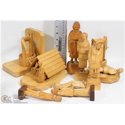 A BOX WITH 9 CARVINGS BY R.F. CARON, QUEBEC