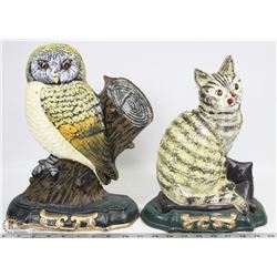 ANTIQUE HAND PAINTED CAST IRON BOOK ENDS 12” HIGH