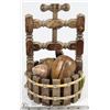 Image 1 : NUTCRACKER BOWL FILLED WITH WOODEN FRUITS