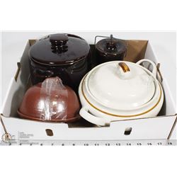 FLAT OF STONEWARE CROCKS