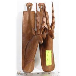A PAIR OF WOODEN ANTELOPE WALL DISPLAYS