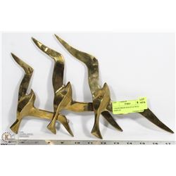 3 SOLID BRASS SEAGULLS WALL DISPLAY