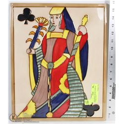 HAND MADE CERAMIC QUEEN OF CLUBS 16” X 13”