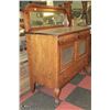 Image 2 : ANTIQUE WOOD SIDEBOARD WITH MIRROR 48"X22"X55"H