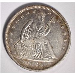 1859-O SEATED HALF DOLLAR, AU/UNC -NICE