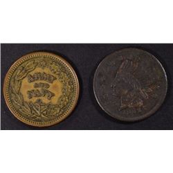 2- CIVIL WAR TOKENS: "ARMY & NAVY" & "INDIANA"