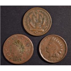 (3) PATRIOTIC CIVIL WAR TOKENS