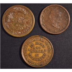 (3) CIVIL WAR TOKENS