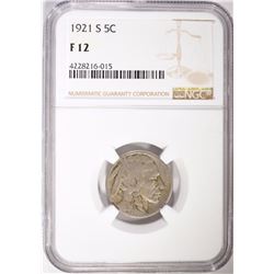 1921-S BUFFALO NICKEL, NGC FINE-12