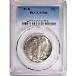 1945-D WALKING LIBERTY HALF, PCGS MS-65