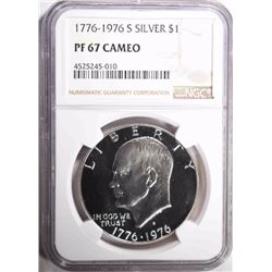 1976-S SILVER IKE DOLLAR, NGC PF67 CAMEO