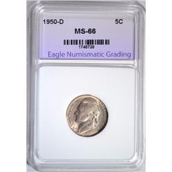 1950-D JEFFERSON NICKEL ENG SUPERB GEM BU