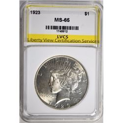 1923 PEACE SILVER DOLLAR LVCS GEM BU