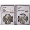 Image 1 : (2) 1923 PEACE SILVER DOLLARS, NGC MS-64