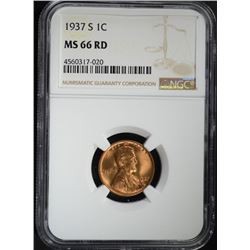 1937-S LINCOLN CENT NGC MS66 RD