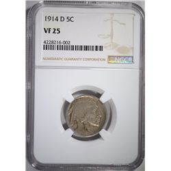 1914-D BUFFALO NICKEL NGC VF-25