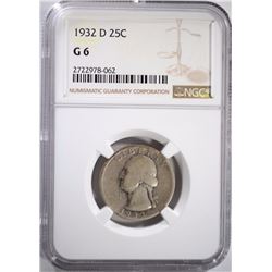 1932-D WASHINGTOPN QUARTER, NGC G-6