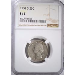 1932-S WASHINGTON QUARTER, NGC F-12
