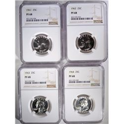 1961-64 WASHINGTON QUARTERS, NGC PF-68