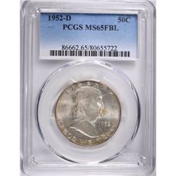 1952-D FRANKLIN HALF DOLLAR, PCGS MS-65 FBL