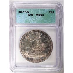 1877-S TRADE DOLLAR, ICG MS-61