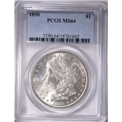 1890 MORGAN DOLLAR, PCGS MS-64
