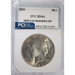 1928 PEACE DOLLAR, PCI CH/GEM BU