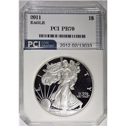 2011-W AM. SILVER EAGLE, PCI PERFECT GEM PROOF