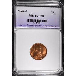 1947-S LINCOLN CENT ENG SUPERB GEM BU RED