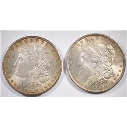 2 - TONED MORGAN SILVER DOLLARS; 1888 & 1899-O