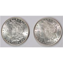 2 - CHOICE BU MORGAN DOLLARS; 1885 & 1886