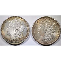 2 - CHOICE BU MORGAN DOLLARS; 1890 & 1899-O