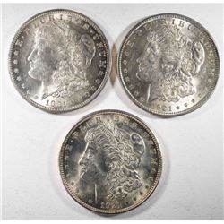 3 - BU 1921 MORGAN DOLLARS