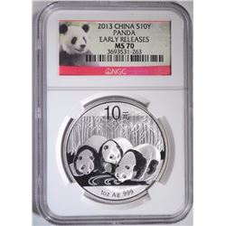 2013 CHINA SILVER PANDA, NGC MS-70 EARLY RELEASES