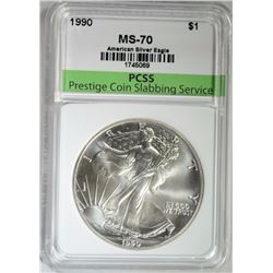 1990 AMERICAN SILVER EAGLE, PCSS PERFECT GEM BU