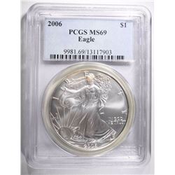 2006 AMERICAN SILVER EAGLE PCGS MS69